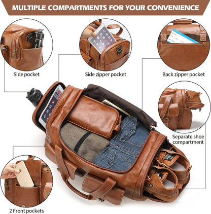 Leather Travel Set – 3-Piece PU Leather Duffel, Toiletry & Laundry Bag