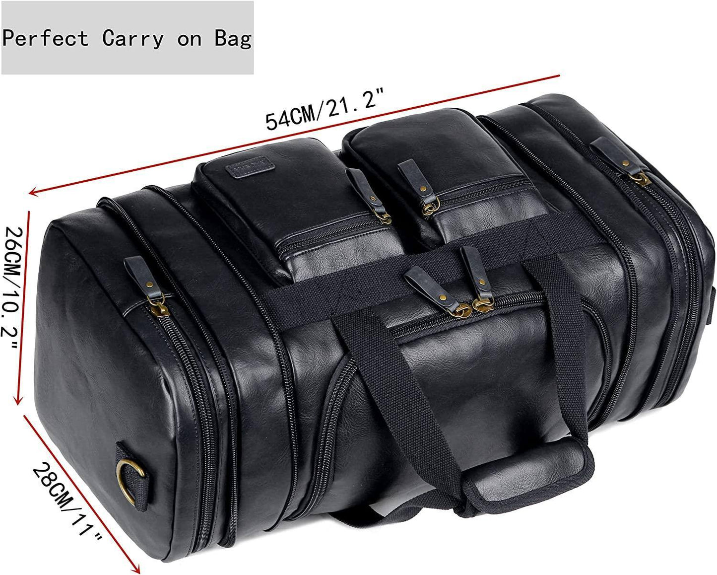 Stylish Leather Travel Duffel Weekender Bag – 40L Expandable Carry-On