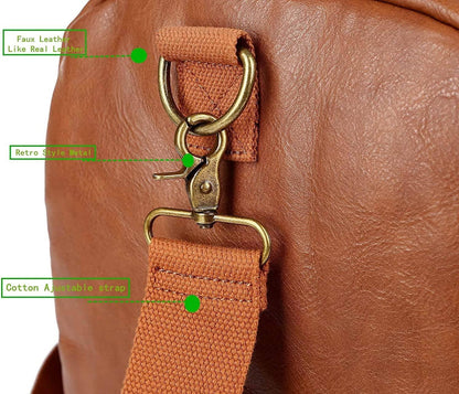 Stylish Leather Travel Duffel Weekender Bag – 40L Expandable Carry-On