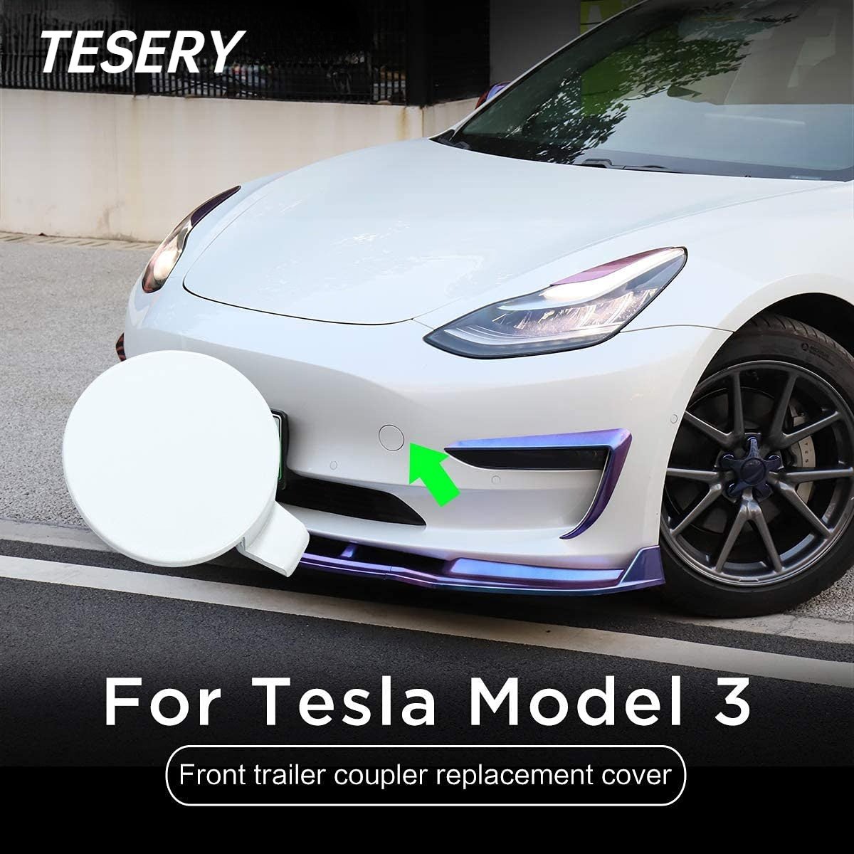 Front Bumper Tow Hole Tow Hitch Cover OEM for Tesla Model 3