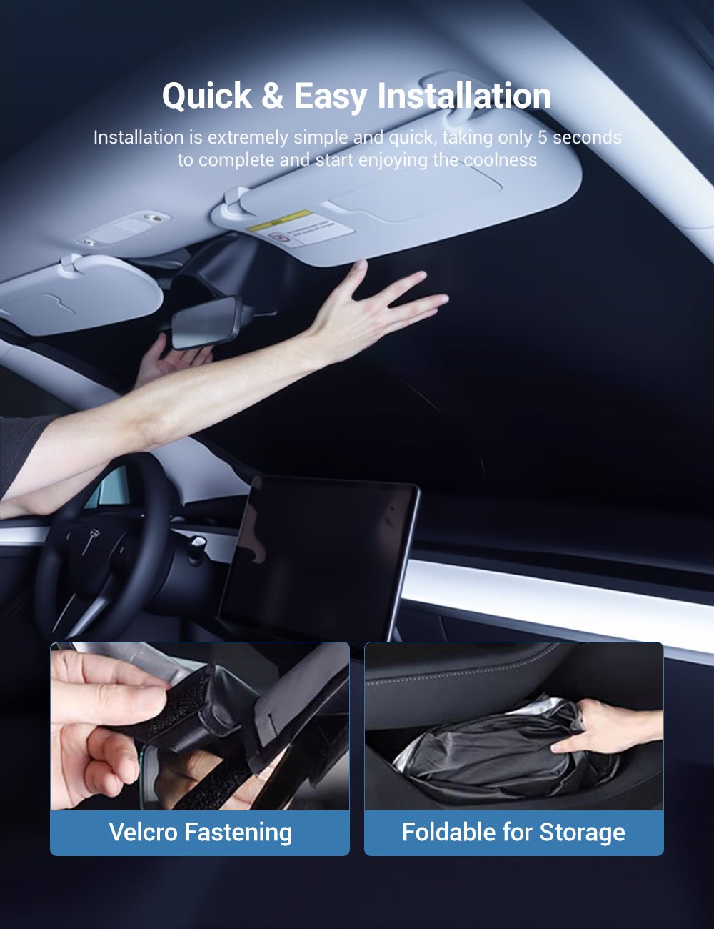 Front Windshield Sunshade for Tesla Model 3 / New Model Y