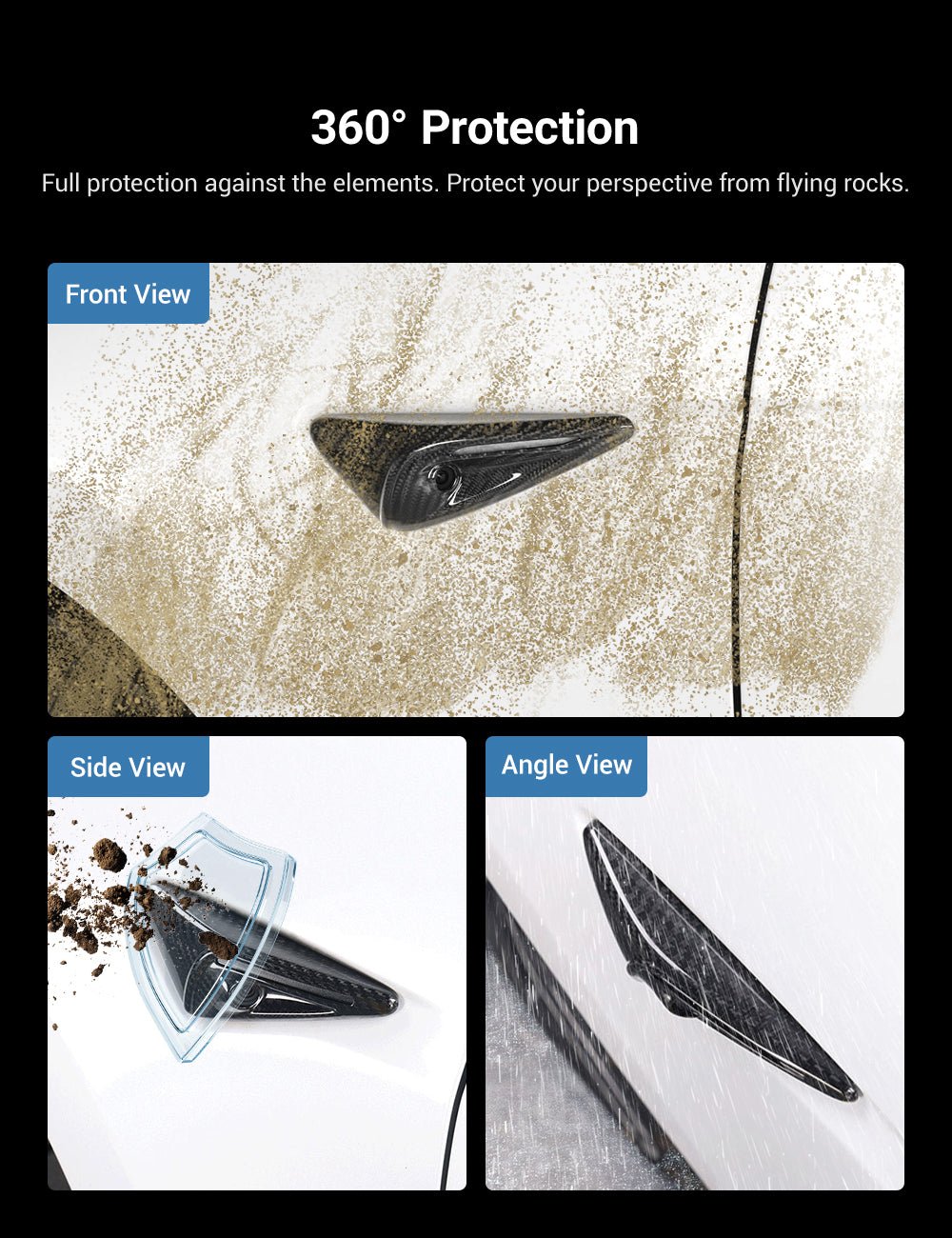 Full Side Camera Covers for Tesla Model 3 / Y - Carbon Fiber Exterior Mods
