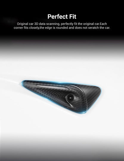 Full Side Camera Covers for Tesla Model 3 / Y - Carbon Fiber Exterior Mods