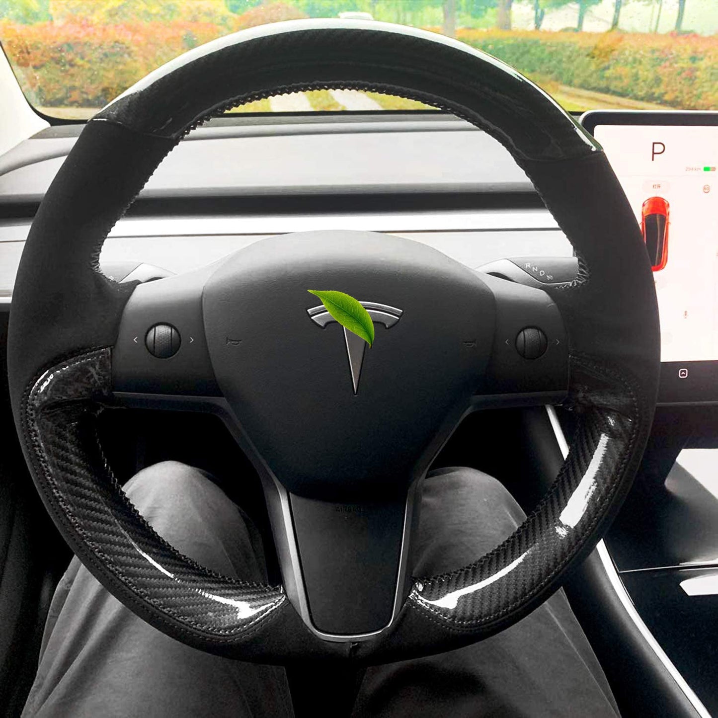 Genuine Leather Steering Wheel Cover for Tesla Model 3 / Model Y