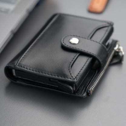Glenrock Black Leather Pop-up Cardholder Wallet