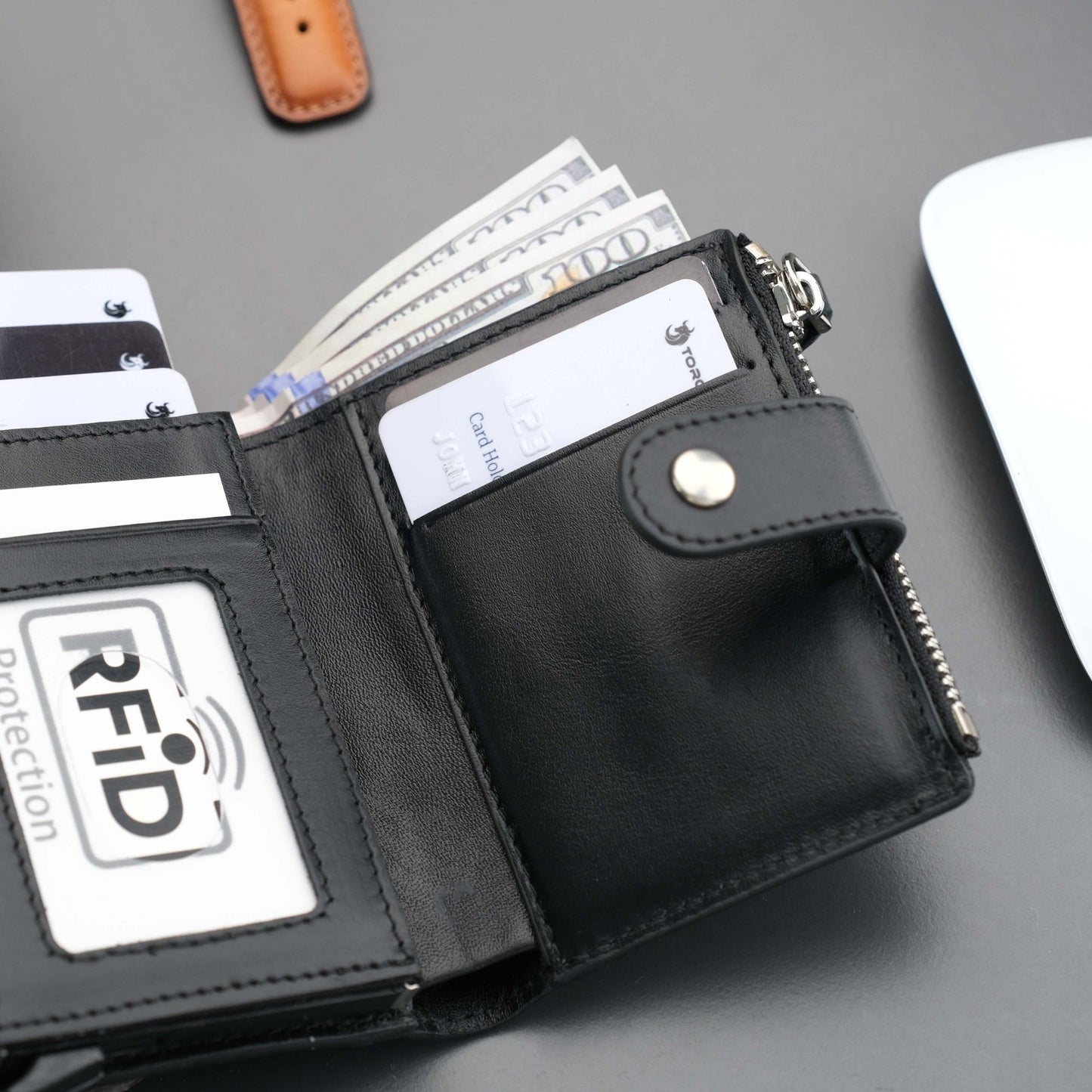 Glenrock Black Leather Pop-up Cardholder Wallet
