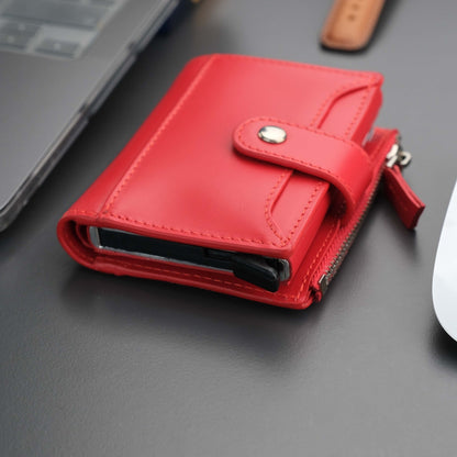 Glenrock Red Leather Pop-up Cardholder Wallet