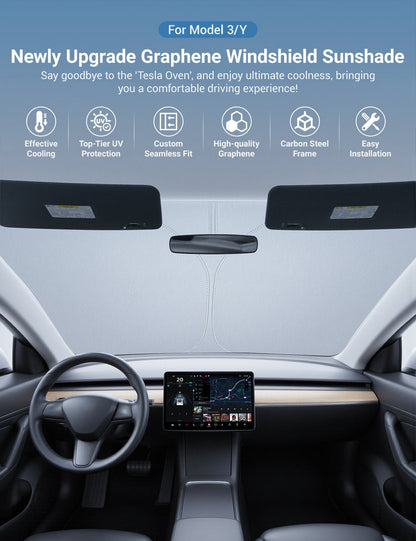 Graphene Front Windshield Sunshade for Model 3 Highland / Model Y Juniper