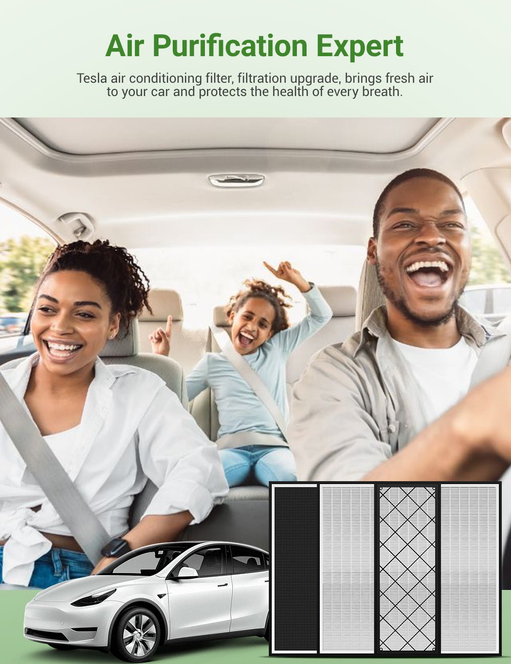 HEPA Upper Lower Air Filter for Tesla Model Y (4 PCS)