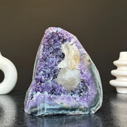 Amethyst Crystal Cluster Cave Geode , 6 in tall Huge Crystal Cluster, Deep Purple Stone