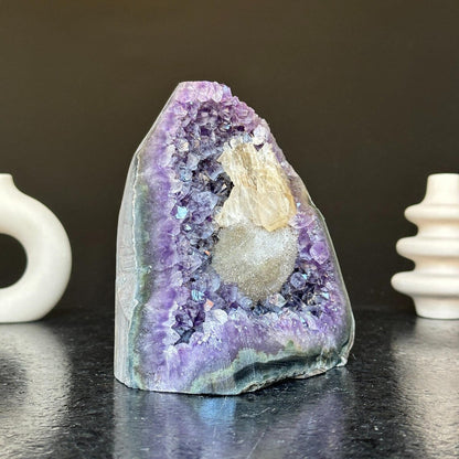 Amethyst Crystal Cluster Cave Geode , 6 in tall Huge Crystal Cluster, Deep Purple Stone