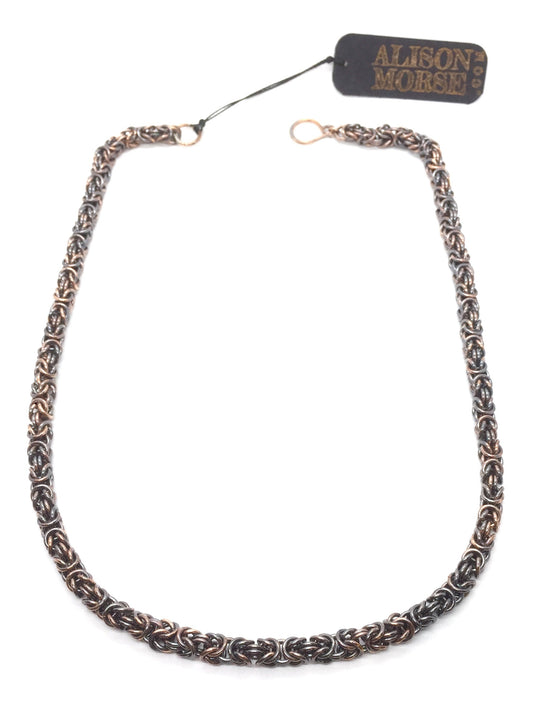 Byzantine Chainmaille Necklace in Oxidized Copper