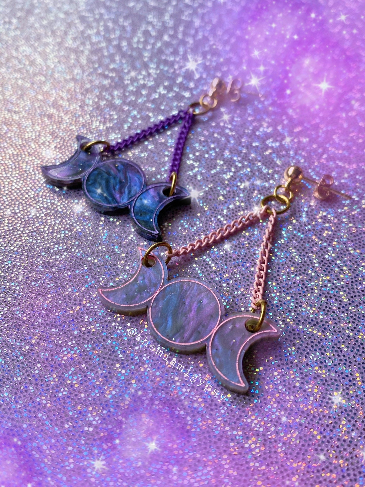 Galaxy Moon Phase Earrings
