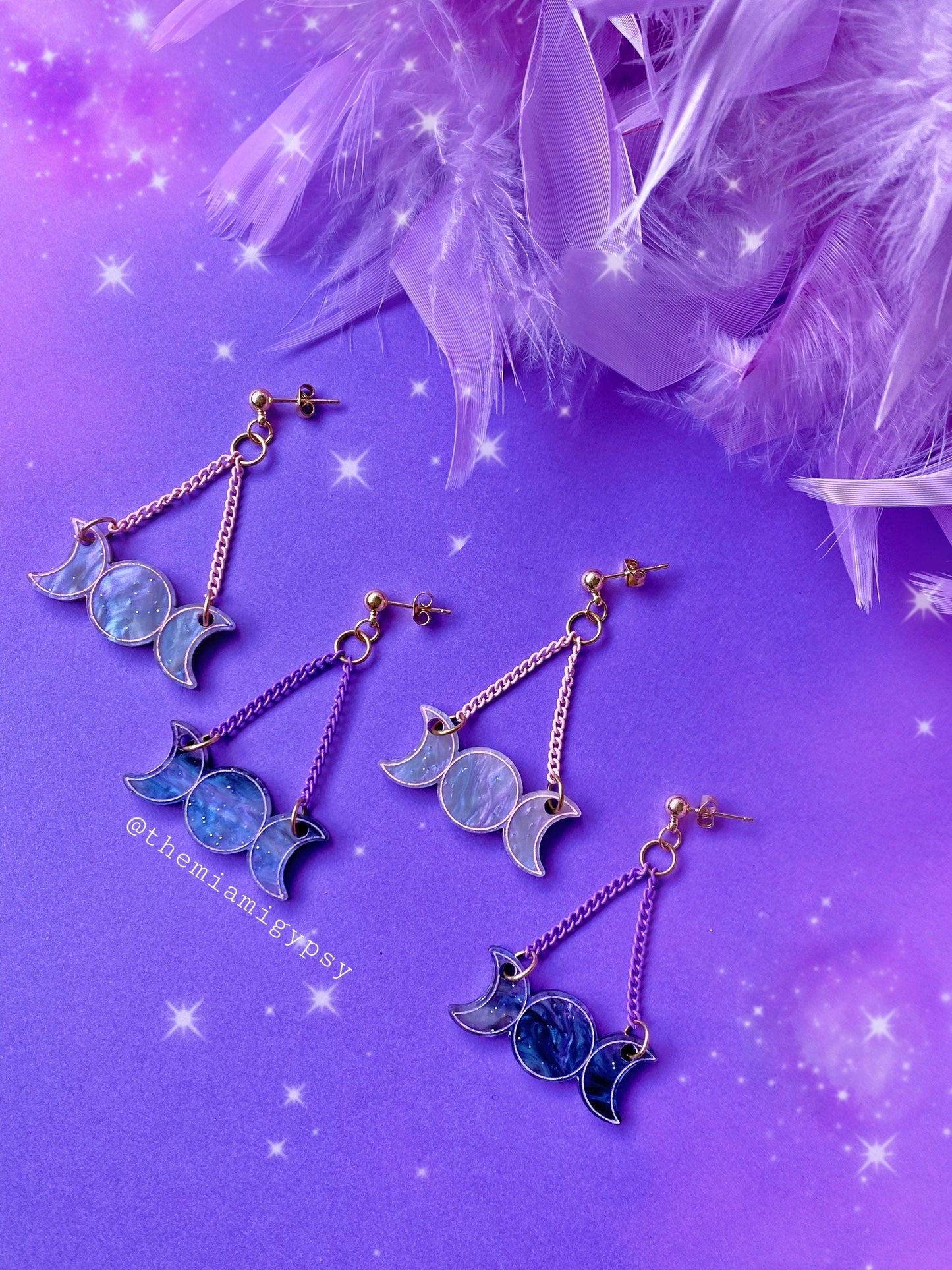 Galaxy Moon Phase Earrings