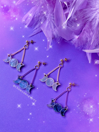 Galaxy Moon Phase Earrings
