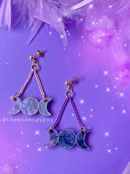 Galaxy Moon Phase Earrings