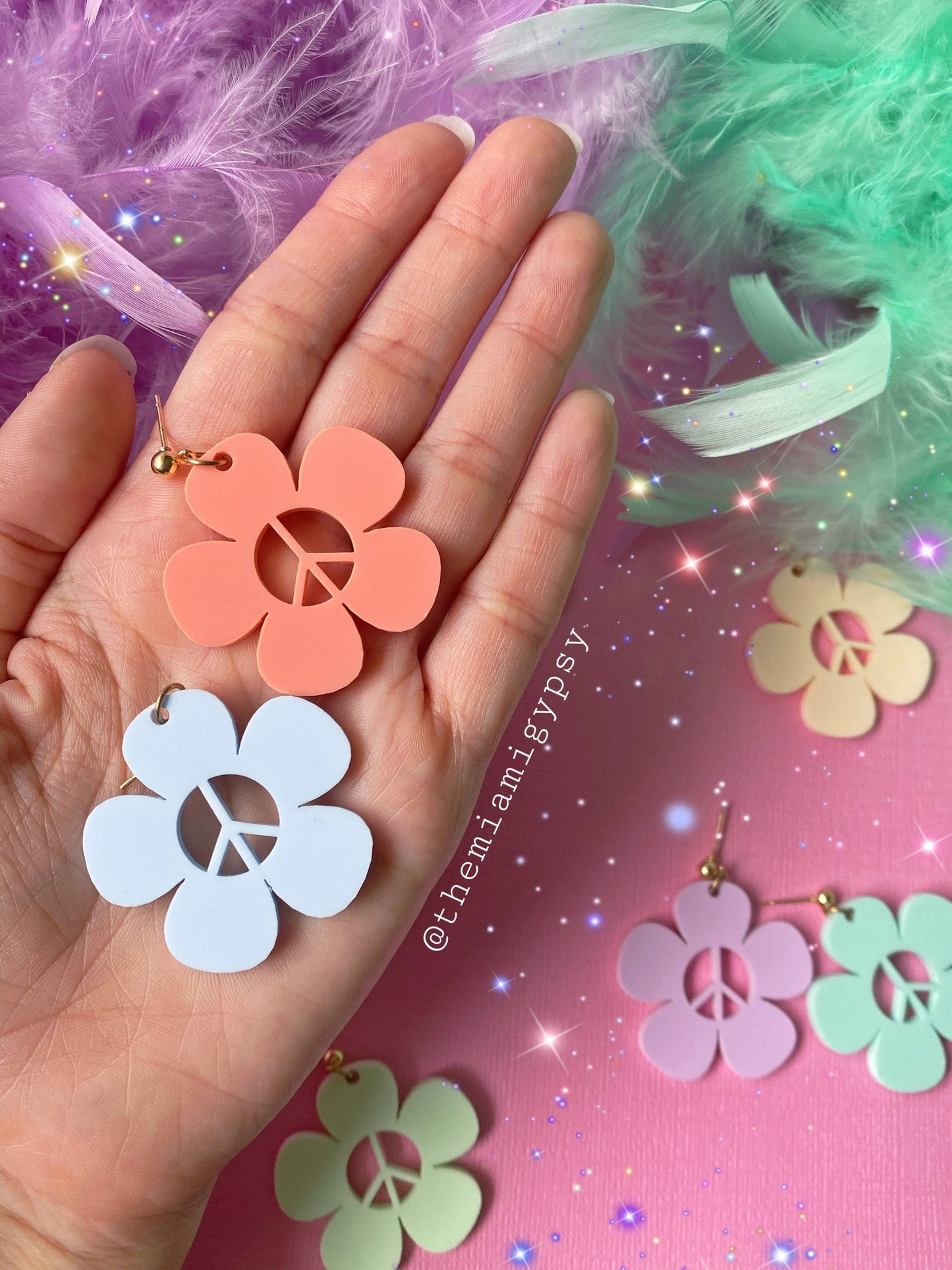 Pastel Peace Daisy Earrings