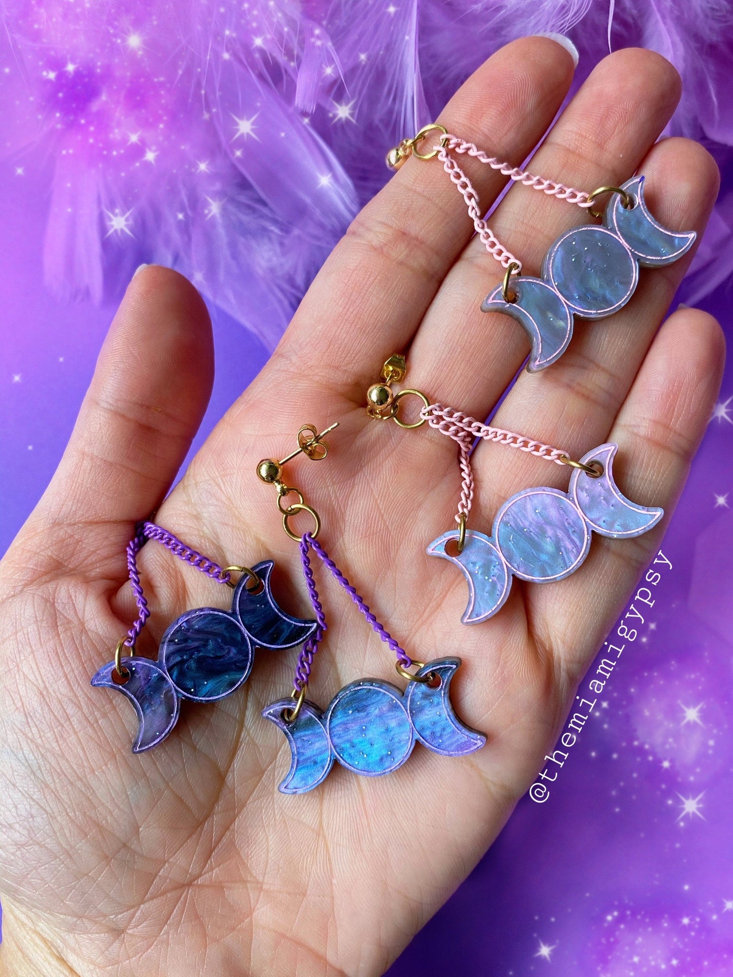 Galaxy Moon Phase Earrings