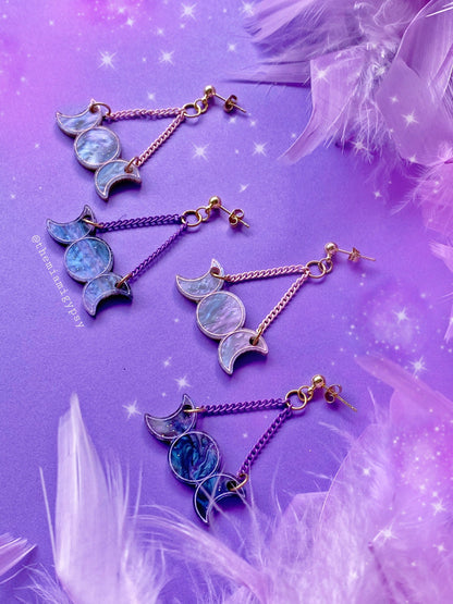 Galaxy Moon Phase Earrings