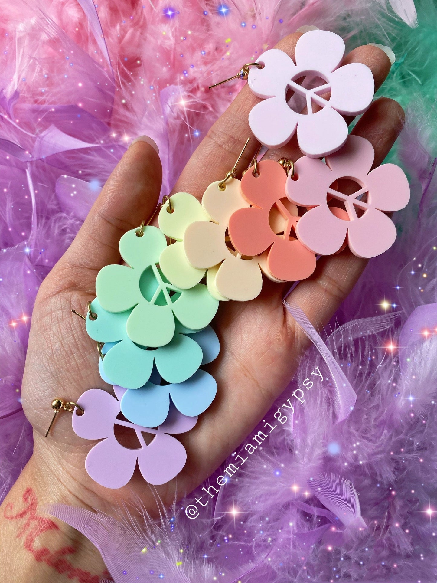 Pastel Peace Daisy Earrings