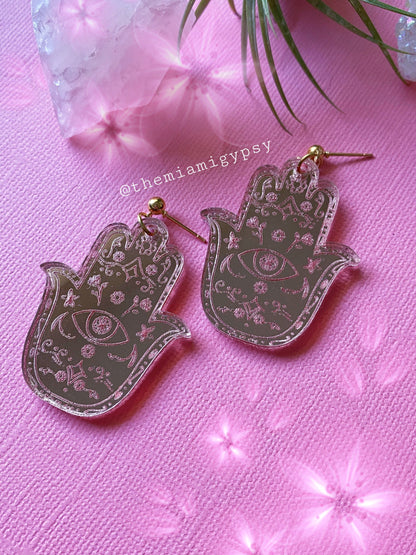 Hamsa Acrylic Earrings