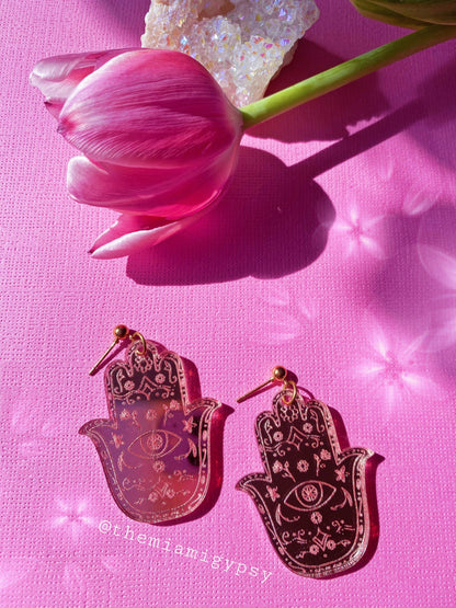 Hamsa Acrylic Earrings