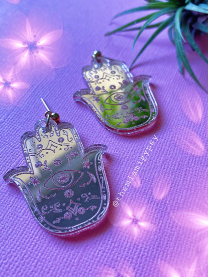 Hamsa Acrylic Earrings