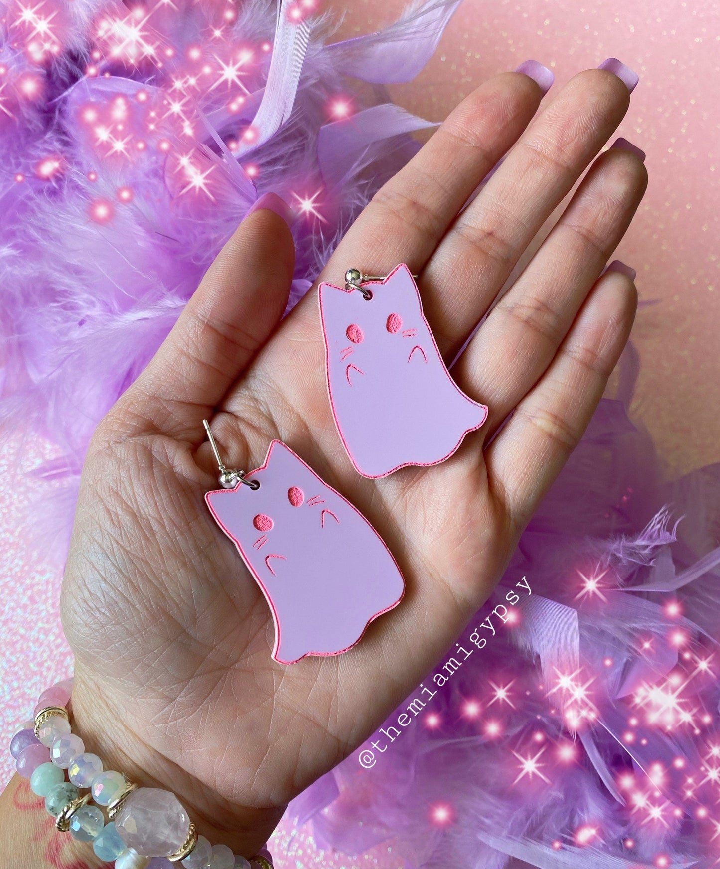 Kawaii Kitty Ghost Earrings