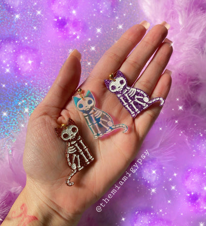 Skeleton Kitty Earrings