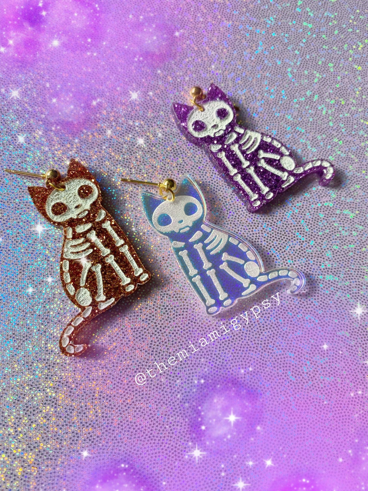Skeleton Kitty Earrings