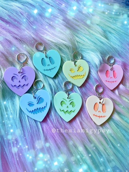 Pastel Jack-O-Lantern Hearts Earrings