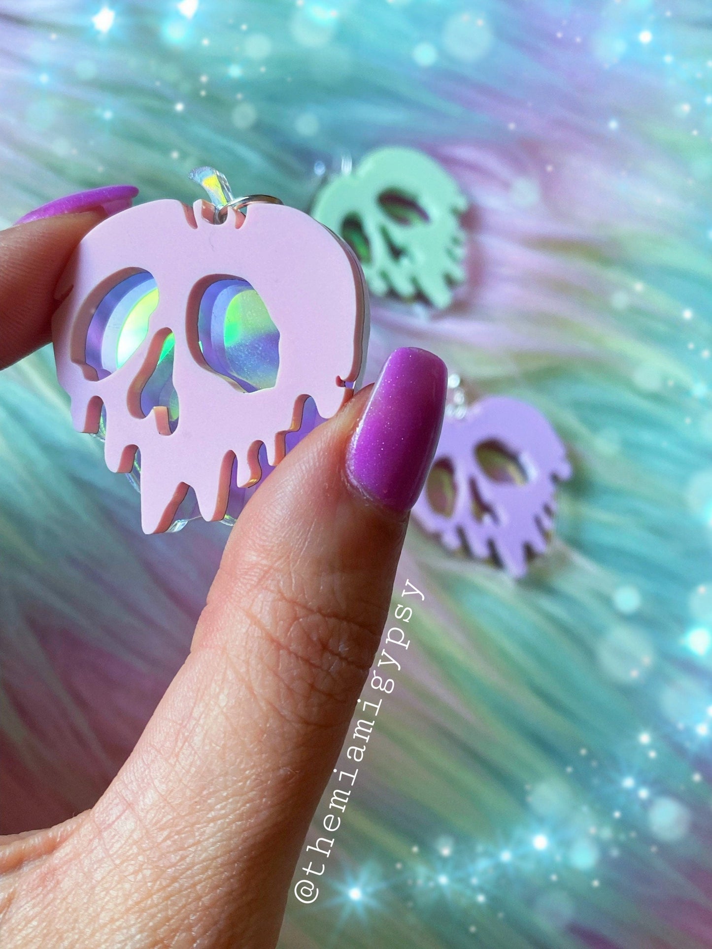 Iridescent Poison Apple Earrings