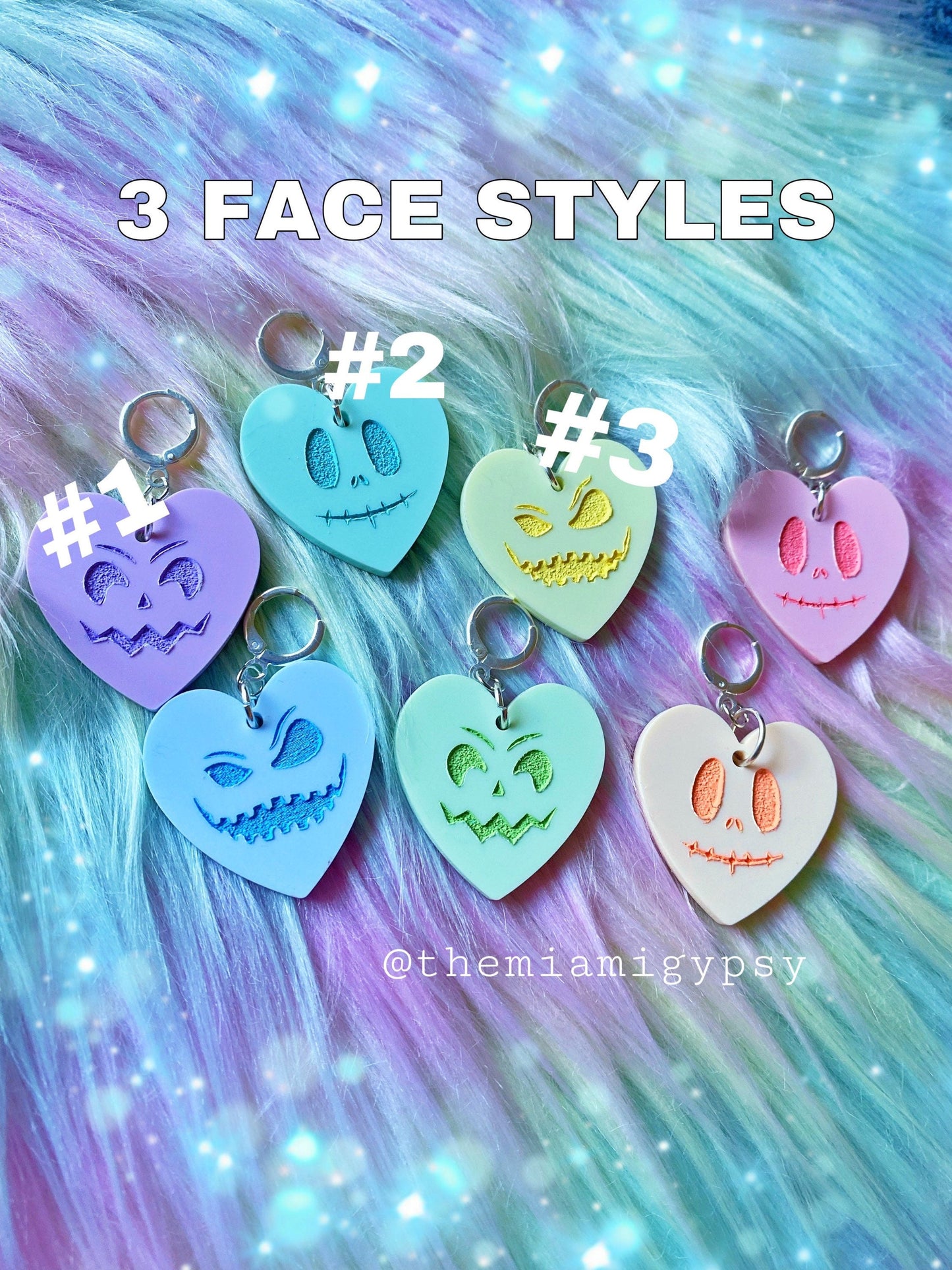 Pastel Jack-O-Lantern Hearts Earrings