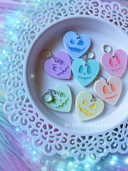 Pastel Jack-O-Lantern Hearts Earrings