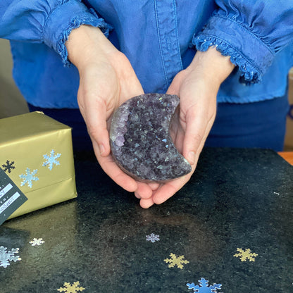 Druzy Crystal Set with 2 pieces, (2 Lb SET), Moon and sparkle crystal cluster stone for home decoration, perfect for mineral collectors