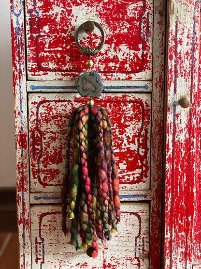 Amethyst Stalactite and Merino Wool Garland, Door knob tassel, Wall Hanging, multiple uses crystal gift