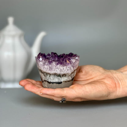 Amethyst Cupcake, A quality cupcake-shaped amethyst  with agate banded, Everlast Christmas Gift, Funny Geode Crystal