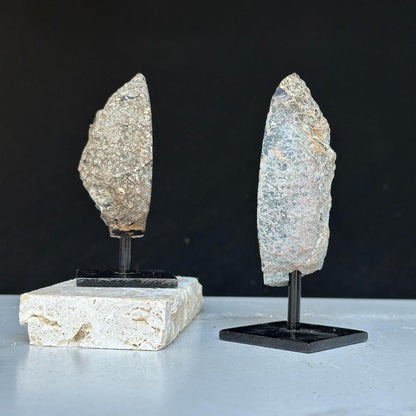 Agate Slice SET on Stand, Rare Mineral Finds with metallic base, Small mini display Agate Crystals, Perfect Gift for desk and night stand