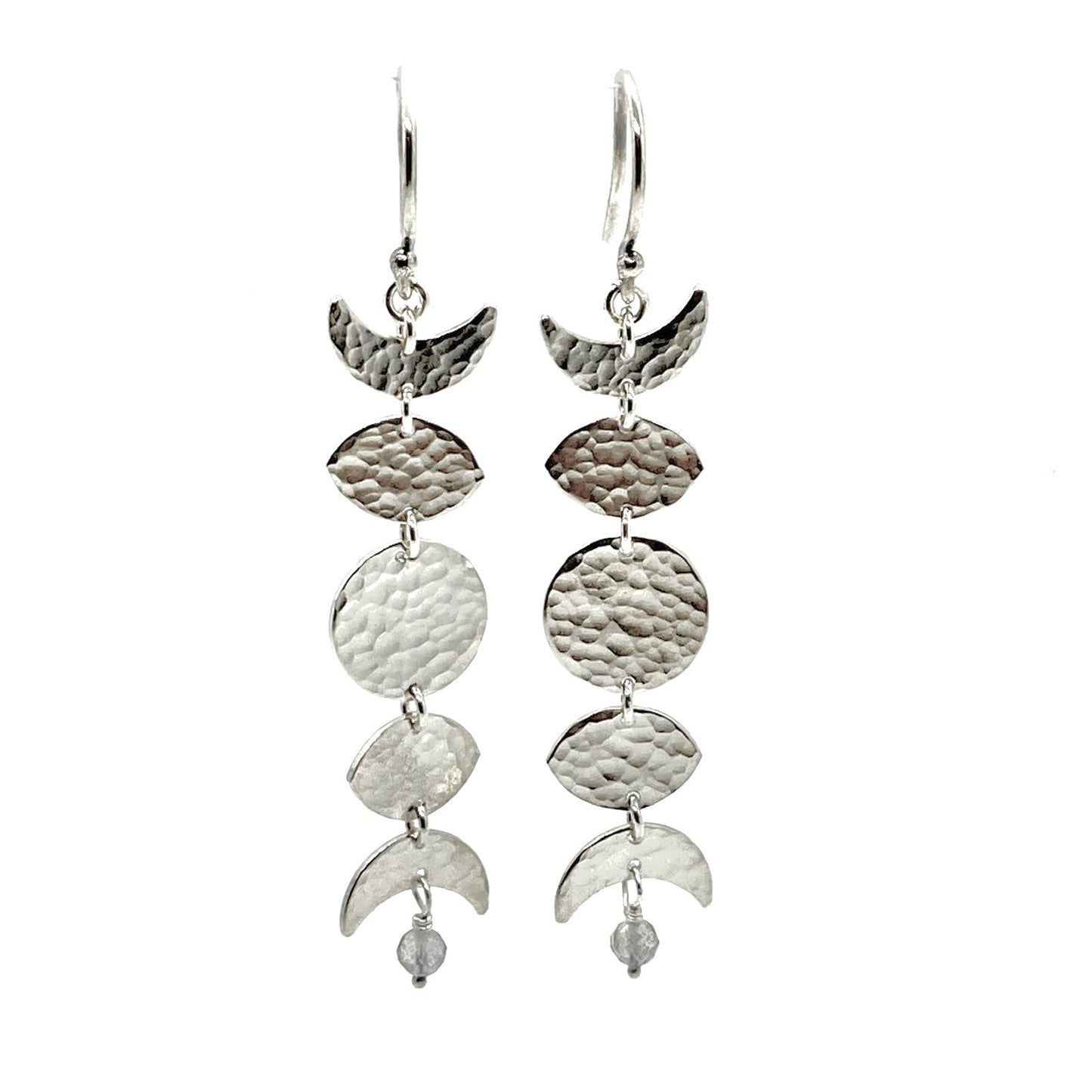 Moon Phase Earrings in Sterling Silver