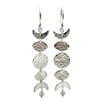 Moon Phase Earrings in Sterling Silver
