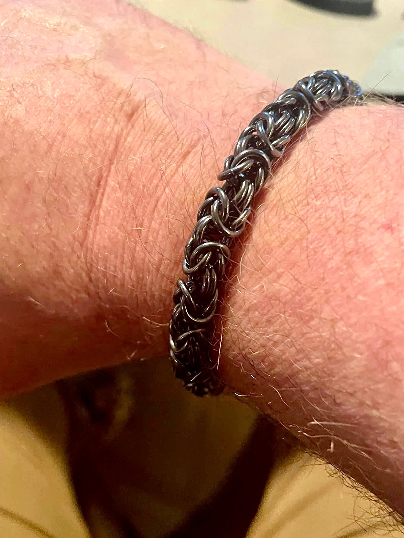 Chunky Byzantine Chainmaille Bracelet in Oxidized Sterling Silver