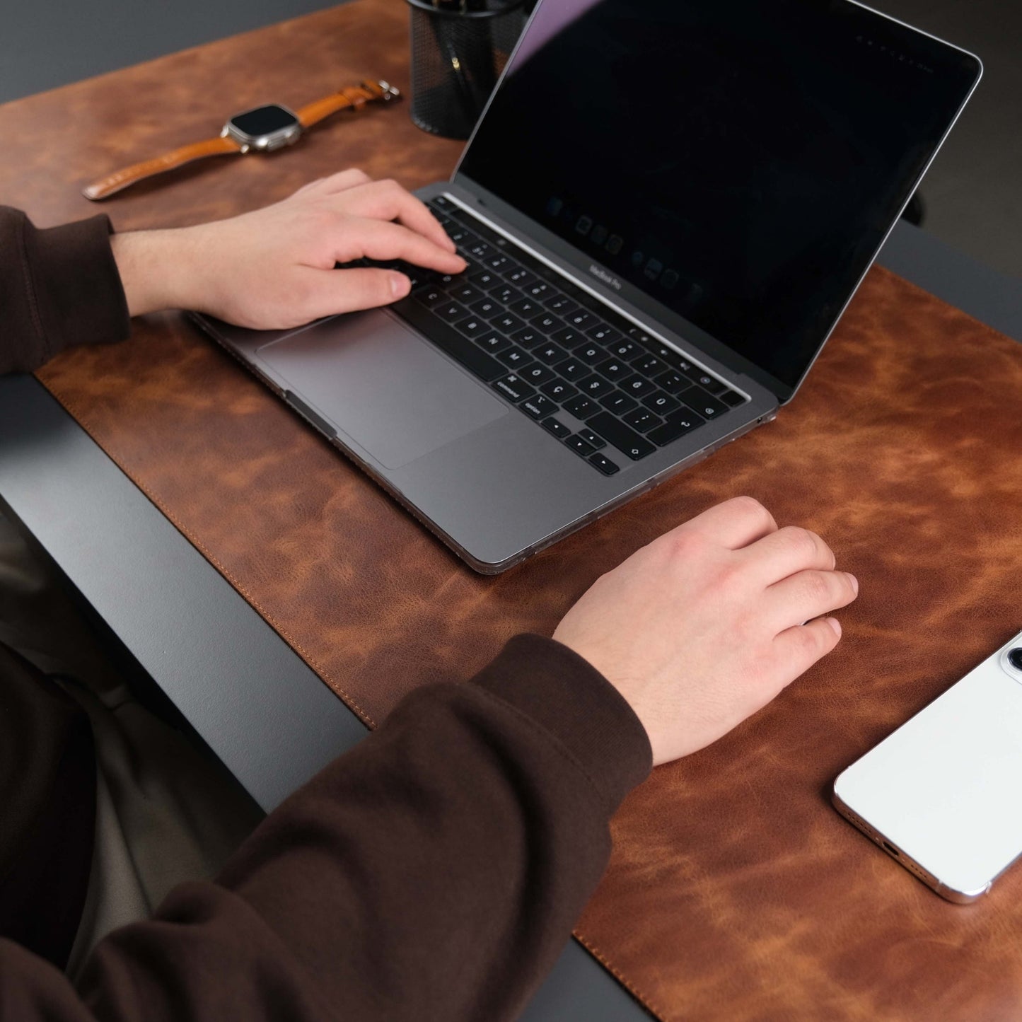 Jersey Antic Tan Leather Desk Pad for Office and Home