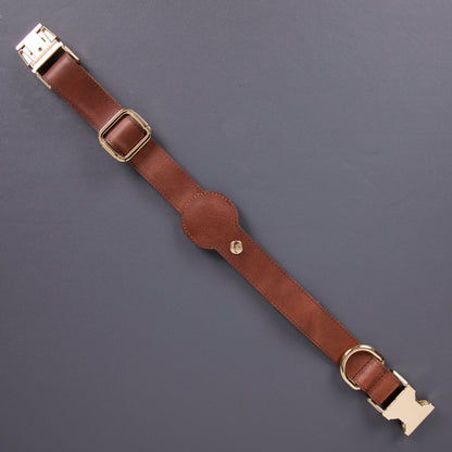 Charlotte Handcrafted Calfskin Leather Dog Collar - Compatible with AirTag
