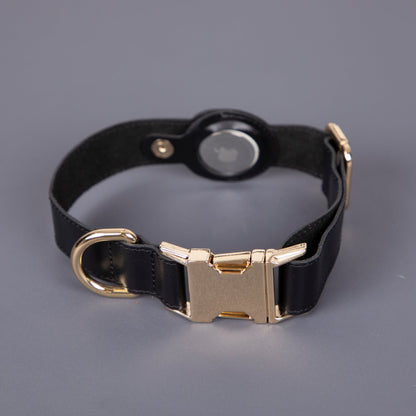 Charlotte Handcrafted Calfskin Leather Dog Collar - Compatible with AirTag