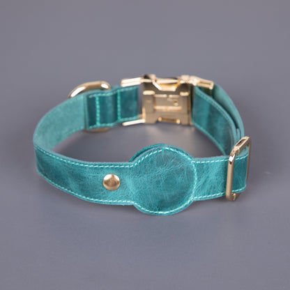 Charlotte Handcrafted Calfskin Leather Dog Collar - Compatible with AirTag