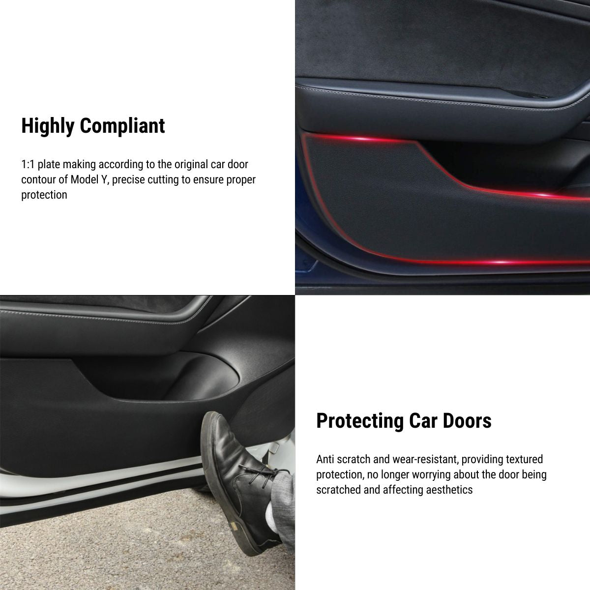 Leather Door Protector Anti-Kick  Mat for Tesla Model Y 2020-2025.03