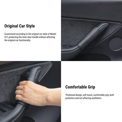 Leather Inner Door handle Cover for Tesla Model 3 Model Y (4 pcs)