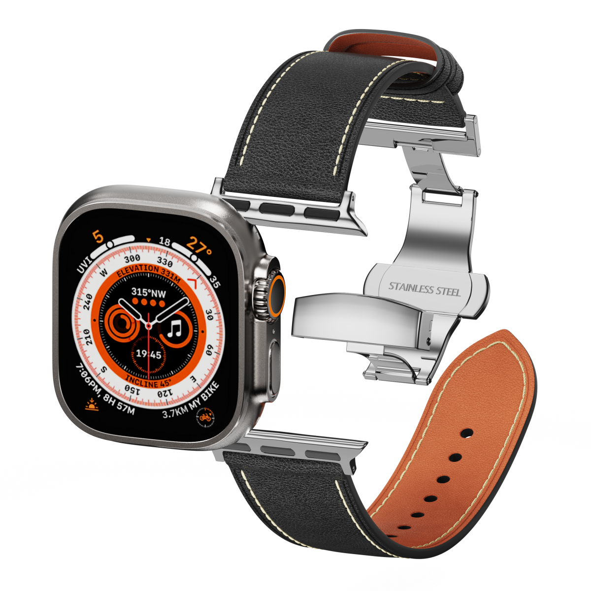 Affordable Genuine Leather Butterfly Buckle Band for Apple Watch