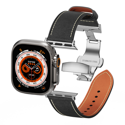 Affordable Genuine Leather Butterfly Buckle Band for Apple Watch