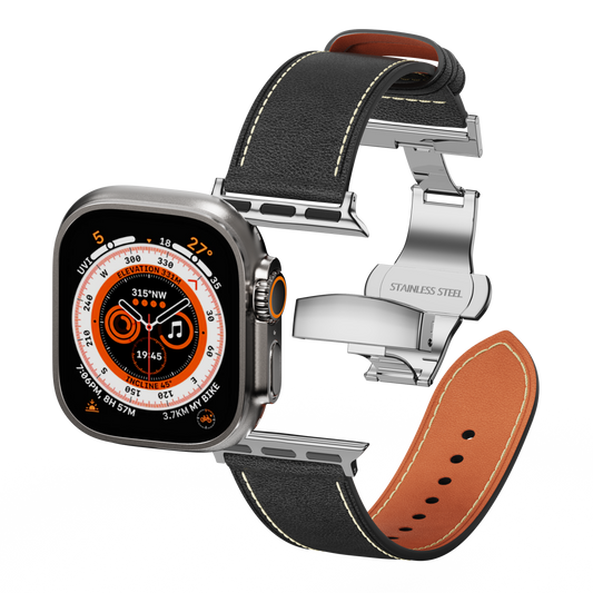 Affordable Genuine Leather Butterfly Buckle Band for Apple Watch